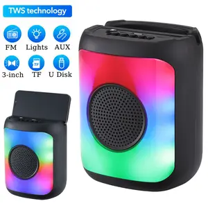 Wireless Portable Bluetooth boombox Speaker 3inch Sub woofer Heavy Bass Colorful Stereo Sound System For Party DJ