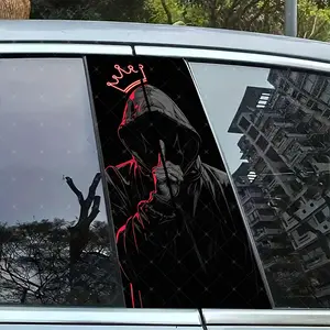 2pc Cartoon Hood Vinyl Sticker Car B Pillar Protection Decal Easy Peel & Stick Sunproof Waterproof Scratch Resistant for All Cars Vinyl Decals Truck Car Decal Vehicle Exterior Decoration