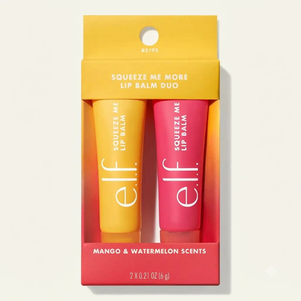 e.l.f. Squeeze Me More Lip Balm Duo Mango Watermelon Nourishing Lip Treatment Tube Sheer Color Tinted Lip Care Balm