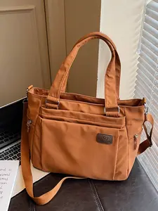 Women’s Canvas Tote Bag Multi Pocket Large Capacity Crossbody Shoulder Bag New Arrival Daily Commute Shopping Casual