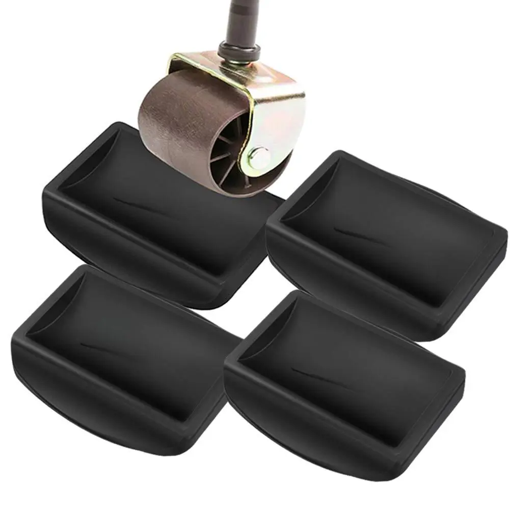 Bed Stopper & Furnitures - Caster Cups Fits To All Wheels Of Furniture  Sofas Beds Chairs Made Up Solid Silicone And Prevents (4 Pack(black))
