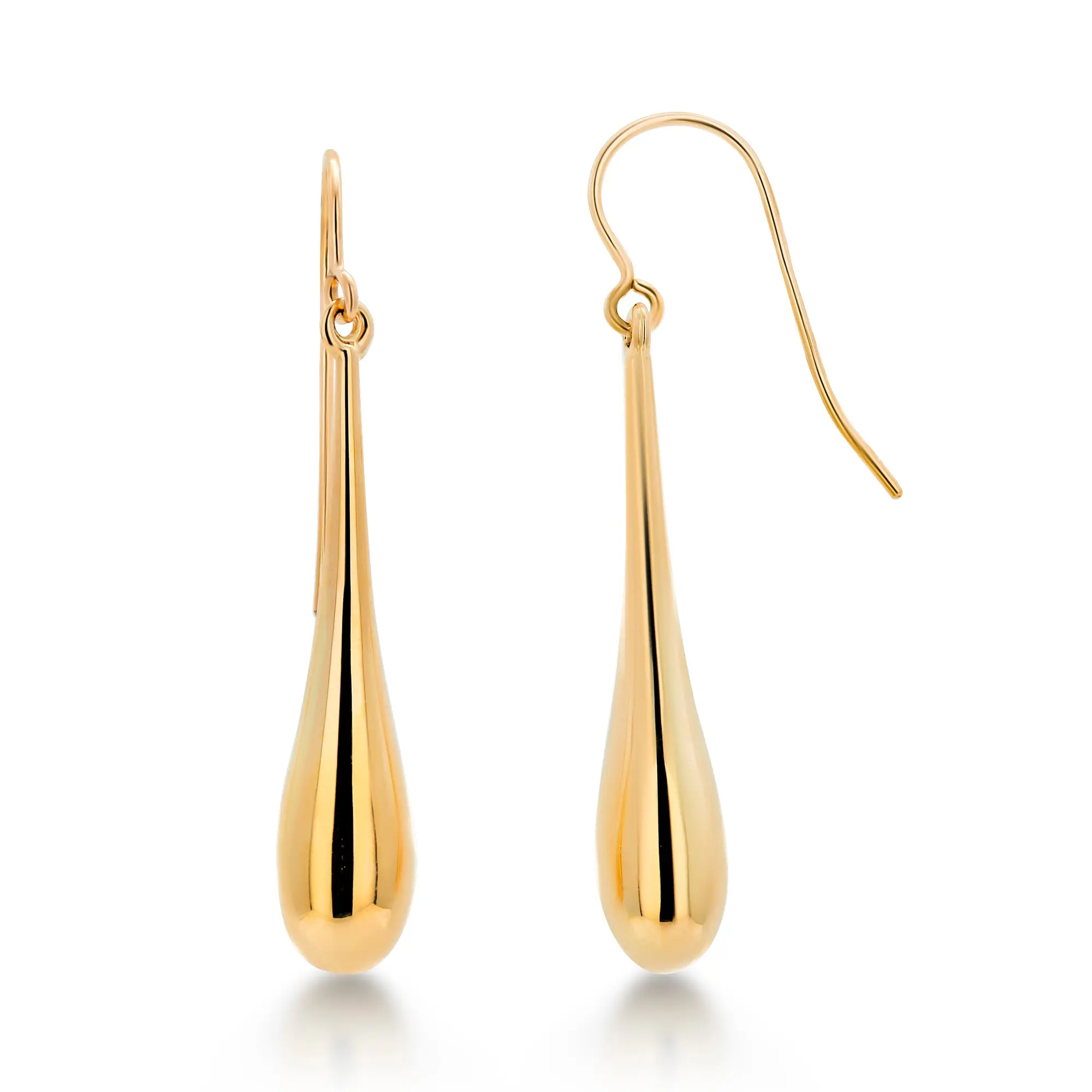 14K Solid Yellow Gold Long Puffed Tear Drop Dangle Earrings, Gold Tear Drop Earrings, Drop Earrings, Water Drop Earrings, Dangle Earrings, Long Tear Drop Dangle Earrings