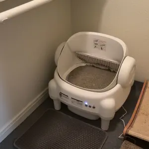 ECORUI Self Cleaning Litter Box Open Top Automatic with App Control for Multiple Cats Safety Sensors Protection Cream White 16.5"x16.5" Entrance 10.5L Compartment