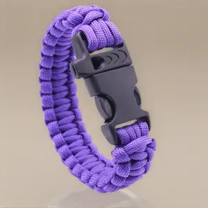 Unisex 7-Core Braided Weave Paracord Whistle Bracelet, Survival Tool Wristband for Camping, Hiking, Outdoor Safety Gear, Travel Souvenir No.251, Seven Cores