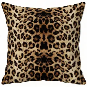 Vintage Leopard Print Theme Throw Pillow, 18x18 Inch, HD Digital Printing Cushion, Accent Pillow with Hidden Zipper, Machine Washable, Ideal for Personalized Home Decor for Sofa, Bed, Living Room, Bedroom