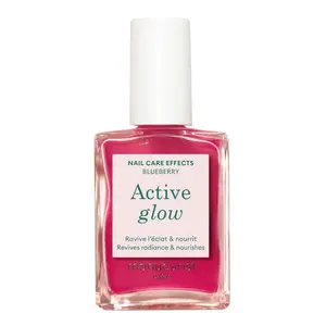 Active Glow Blueberry All-in-One Perfecter Nail Polish & Care - No Lamp - Vegan & Made France Ultra-Glowy Rose Mirror-Like Shine - Nail Concealer & Care - Plant-Based Ingredients