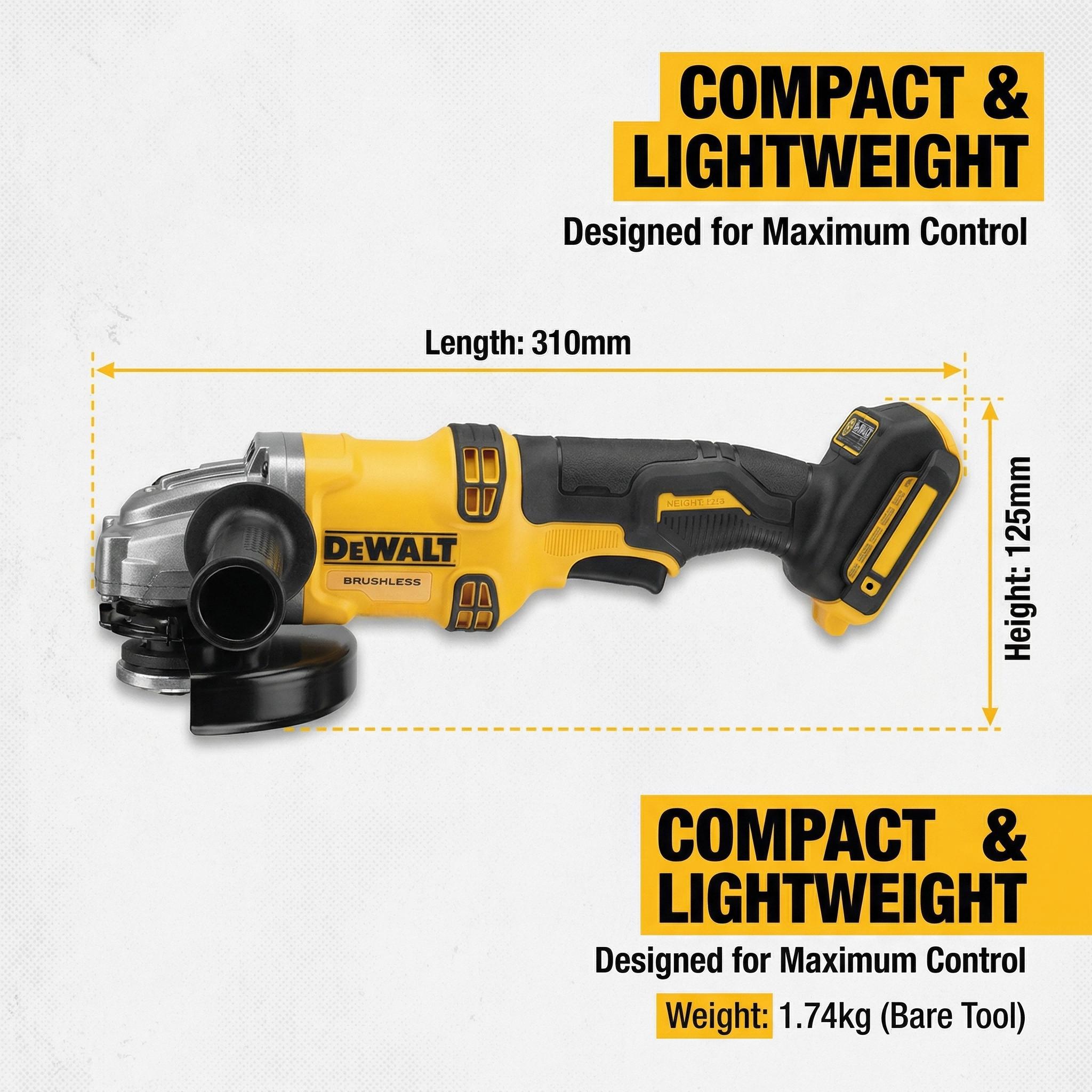 DeWalt DCG405 20V Cordless Angle Grinder for Metal Cutting and Grinding with 9000 RPM Performance