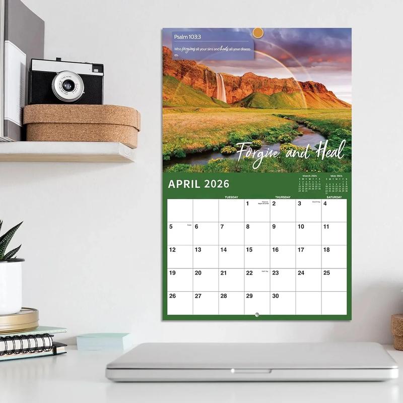 2026 Wall Calendar - 2026 Bible Verse Calendar, 12 Monthly Wall Calendars, Jan. 2026 - Dec. 2026, 11" x 8.5", Wall Calendar 2026 with Unruled Blocks and Thick Glossy Paper, Bible Quotes