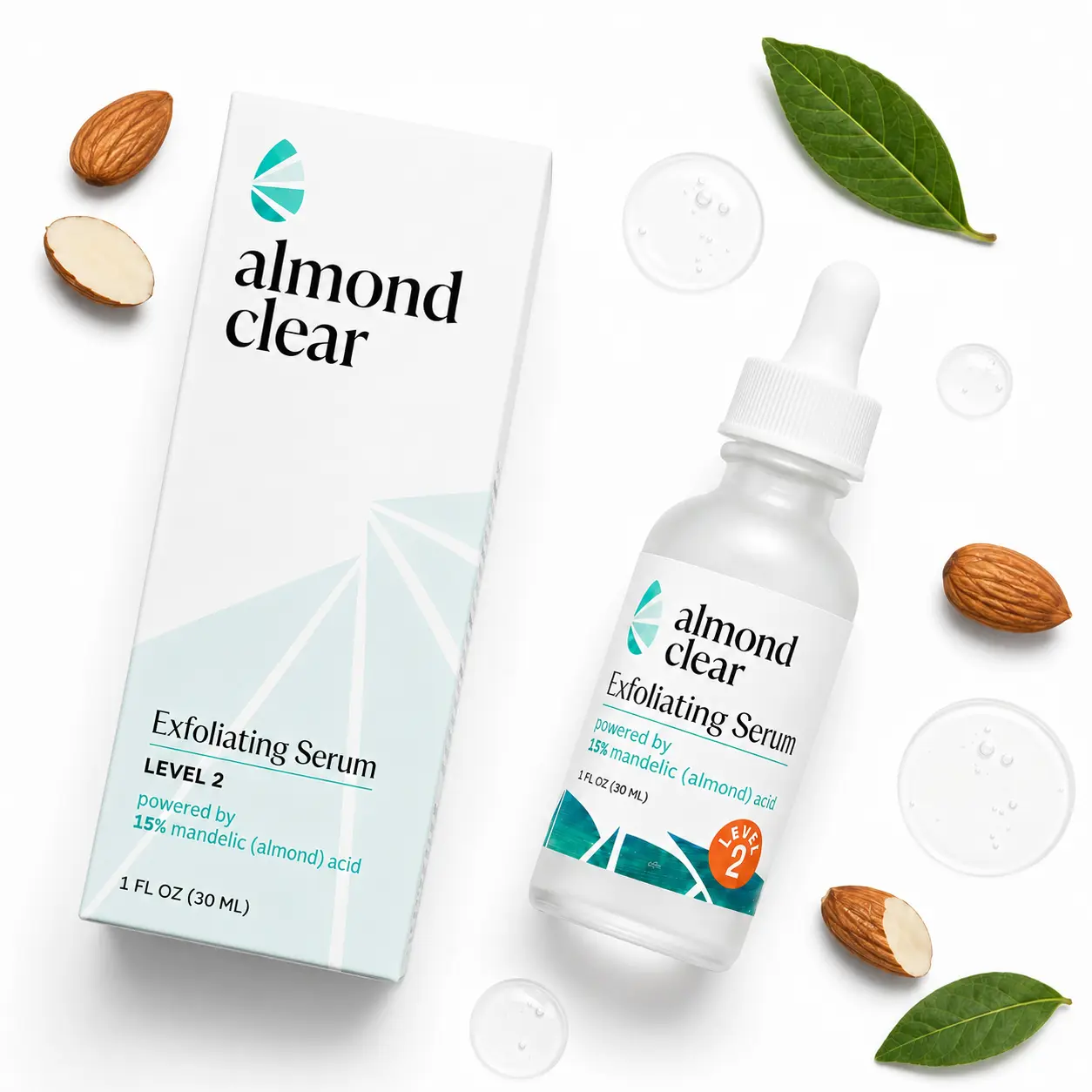 Almond Clear Level 2 Mandelic Acid 15% Exfoliating Body Serum for Back Chest Shoulders and Thighs Helps Smooth Rough Feeling Skin