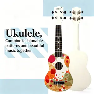 Irin 21 Inch Colorful Print Ukulele, Kids Beginner 4-String Instrument, Lightweight High Pitch, Ideal for Gifting and Casual Play