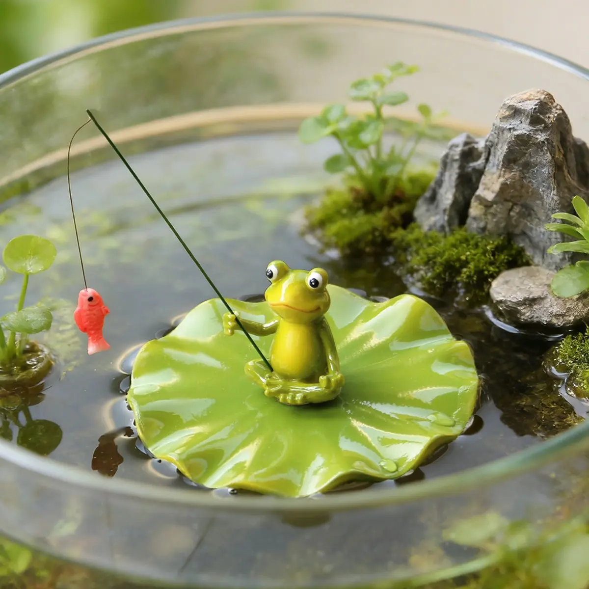 Elegant Whimsical Playful Floating Frog Fishing Ornament, Portable, Perfect for Home Decor, Pond Aquarium, Fish Tank Decorations, Garden Courtyard Decoration, Moving Gift, Ideal Present