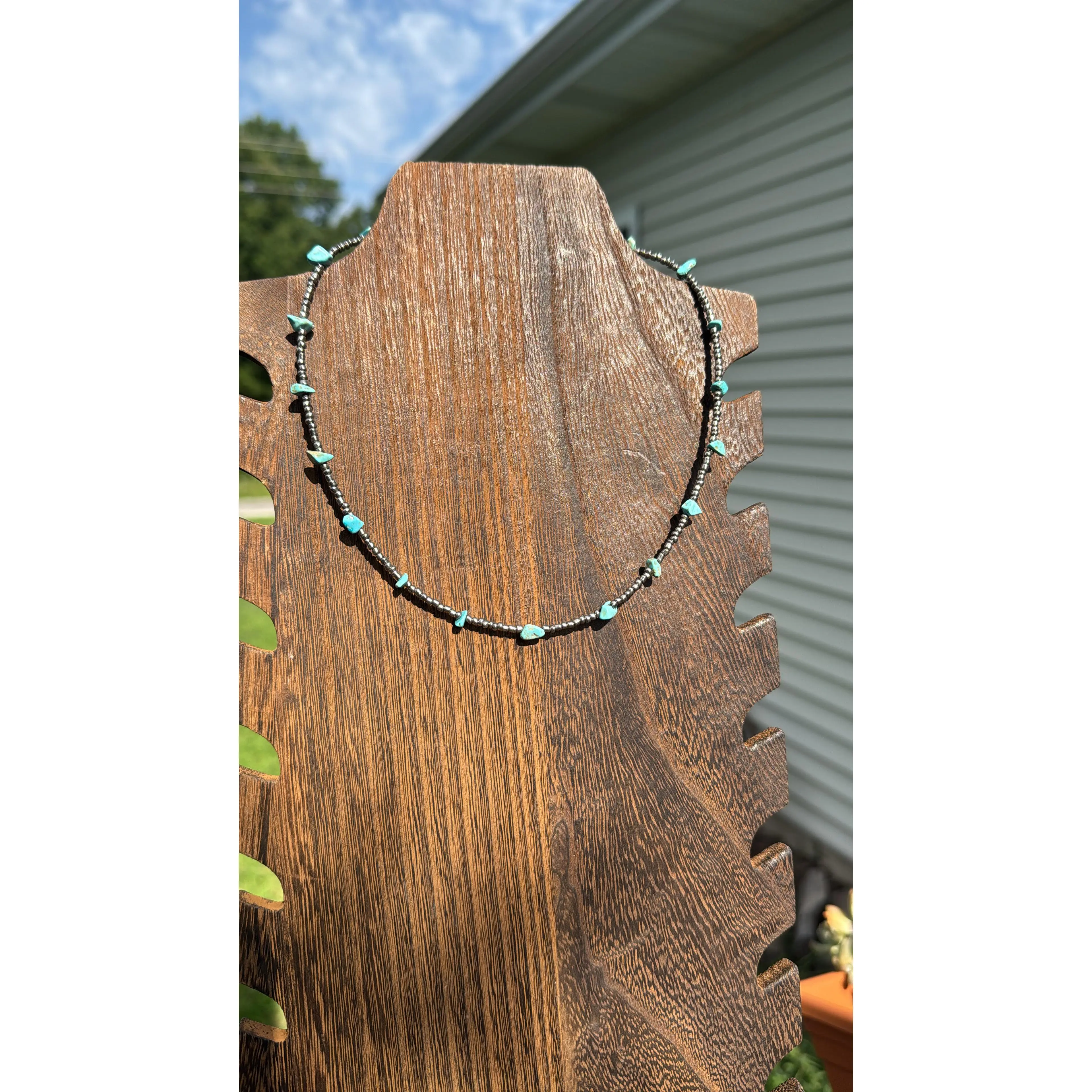 Natural Turquoise and Seed Beads Choker