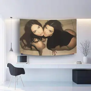 Megan Fox and Khloe Kardashian Flag Funny Man Cave Wall Flag Hanging Poster Flag Bedroom Living Room Decor College Dorm With 4 Brass Buttons Funny Flag Colorful Decoration