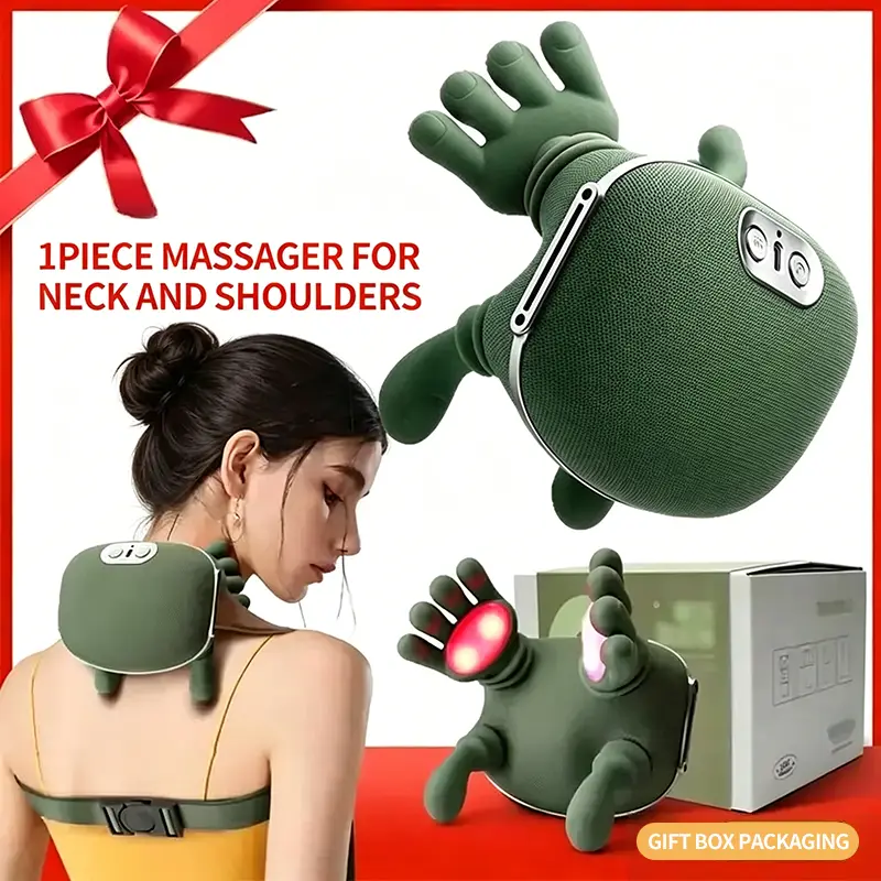 Shoulder massager, electric neck massager, biomimetic hand heating, wireless portable 3D kneading and massage for neck, shoulder, and hand, suitable for both men and women, lightweight and adjustable speed setting, Mother's Day gift neck massager