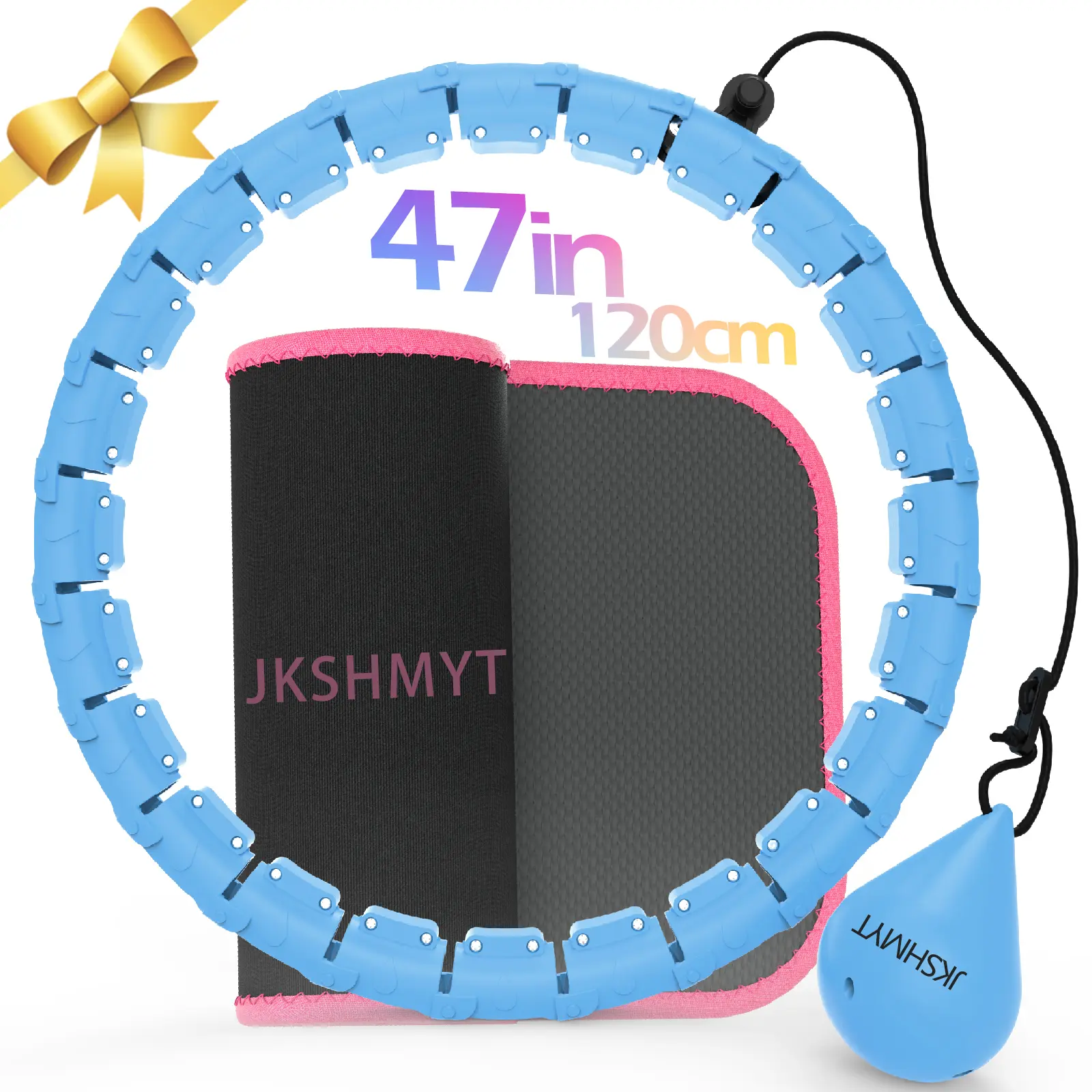 JKSHMYT Weighted Hula Hoop for Adults - 24 Detachable Links, Size-Adjustable, Easy Buckle, Abs Plastic Exercise Hoop, Weighted Hula Circle Home Workout Gear for Beginners