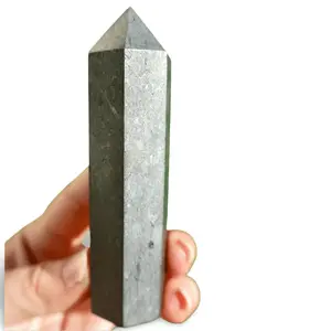 Elite Shungite Stone Tower (Type I, Elite) ONE PIECE, Sourced from Russia, Natural Electromagnetic Wave Absorber and Water Purifier, High Carbon Content Crystal (1) crystals for