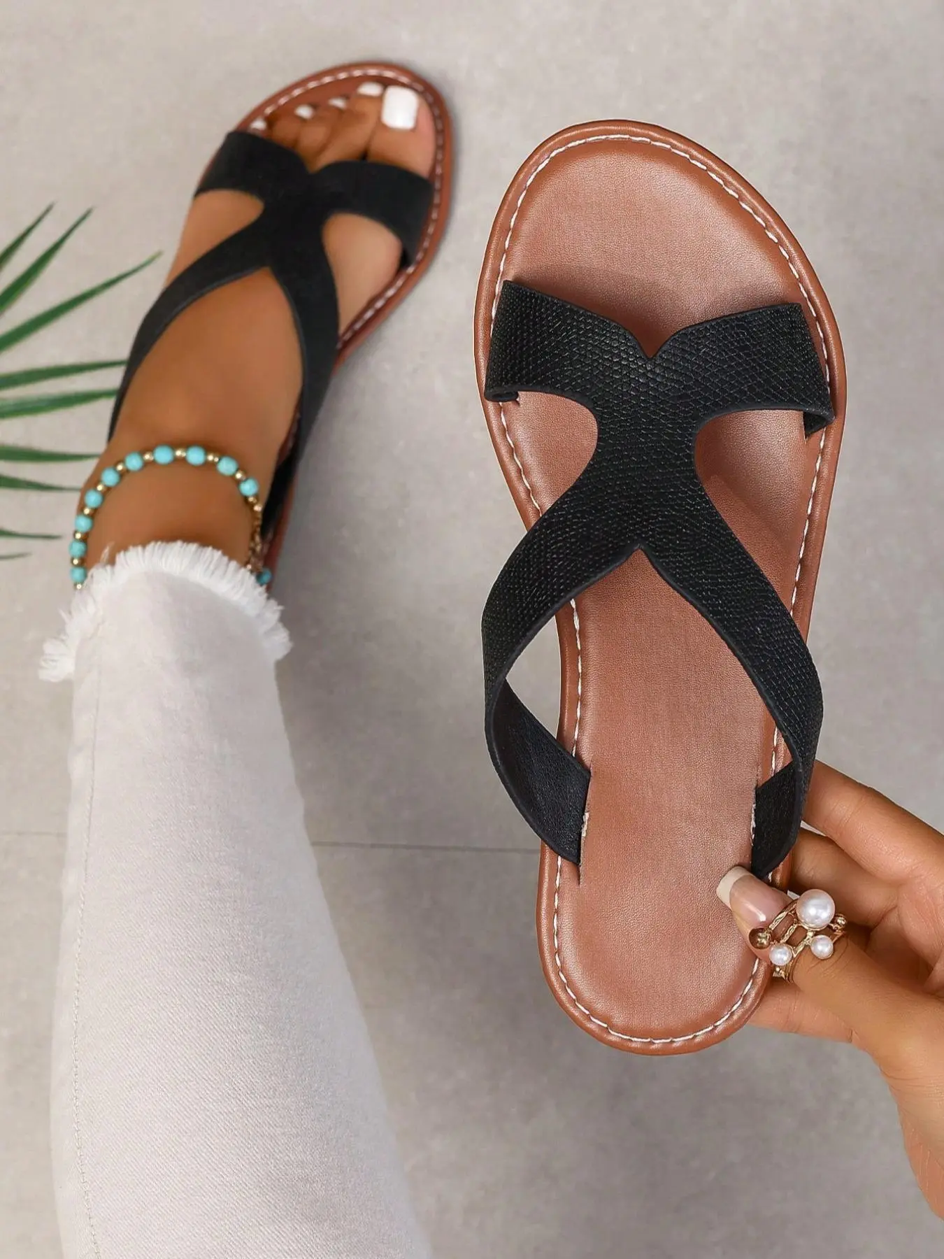 Women's Fashionable Plain Color Slides, Fashionable Flip Flops, Casual Comfortable Flat Slippers for Beach, Outdoor, Daily Wear, Walking Shoes, Sandal, Summer Beach Sandals, Beach Slides Footwear