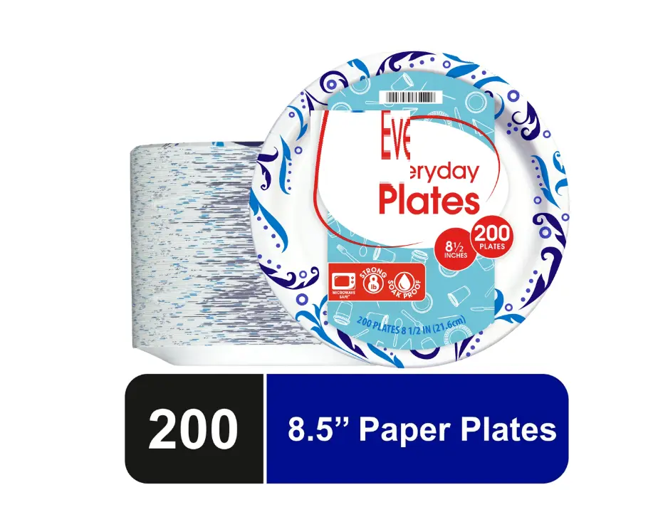 Everyday Disposable Paper Plates 8.5" 200 Count - Ideal for Food and Beverage Use Everyday Disposable Paper Plates 8.5" 200 Count - Ideal for Food and Beverage Use