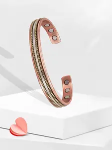 Copper Twisted Magnetic Bracelet for Women, Unique Design Healing Energy Bangle, Strong Magnet Therapy Jewelry Gift for Friends
