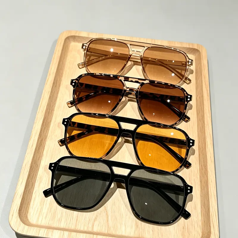 Unisex 4-Pack Vintage Aviator Sunglasses, Plastic-Resin Frame, Comfortable Fit, UV400 UV-Protection for Driving, Outdoor Sports Use