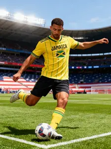 2026 Football World Cup Jamaica Flag Stripe Soccer T-Shirt, Football Jersey, Unisex Quick-Dry Breathable Sports Shirt, Ideal for Fans and Daily Wear