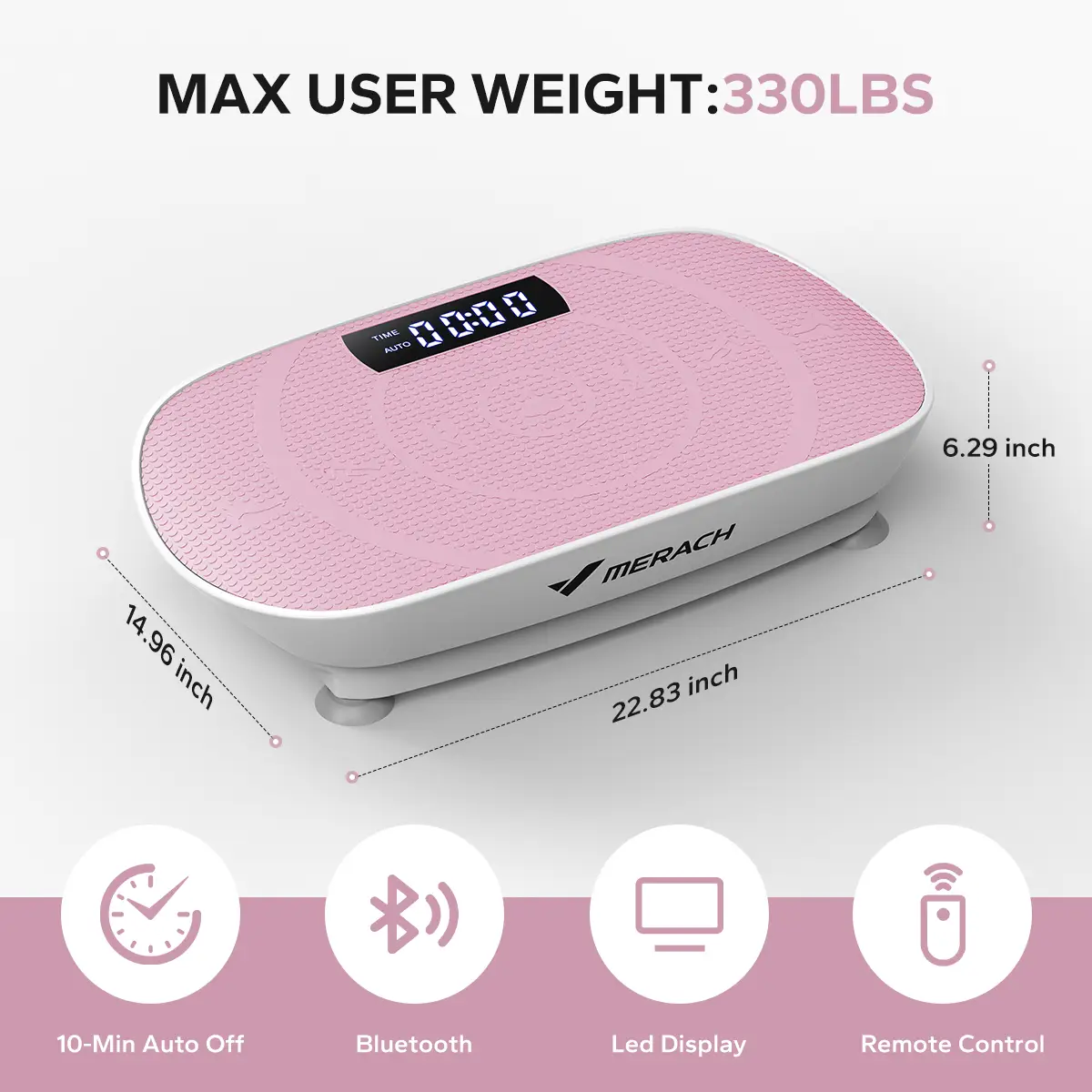 MERACH Vibration Plate Exercise Machine Whole Body Workout Vibration Platform for Fitness Max 330lbs Pink Vibration Home Gym Equipment