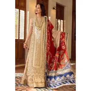 Off White Straight Cut Suit With Printed Silk Dupatta