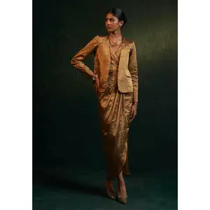 Midas gold tissue dress and jacket