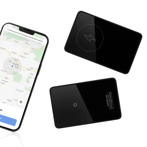 【Father's Day Gift】Metal-Glass Card Shape Smart Tracking Tag, 2mm Thin Anti-Lost Wireless Finder, Rechargeable 6mo Wireless Use, IP68 Water Resistant, Bluetooth Range Fast Locator with Find Far Away & Left-Behind Remind, iOS-Only for Wallet, Luggage