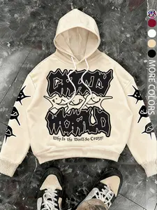 Unisex Graphic Long Sleeve Hoodie with Letter Print, Casual Fall & Winter Wear, Fitted Style, Moderate Fabric, Perfect for Streetwear, Sweatshirts, Tops