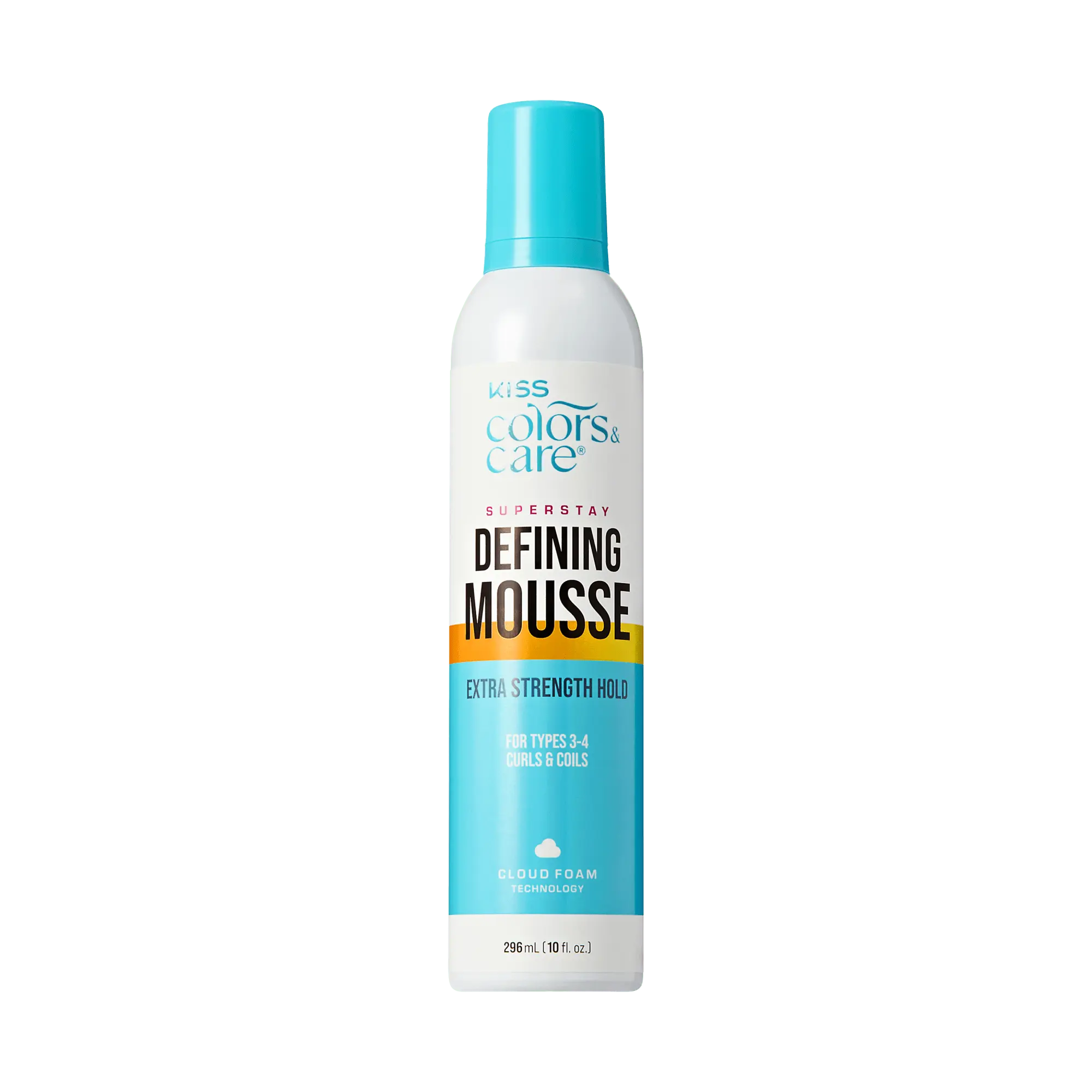 Kiss Colors & Care Super Stay Defining Mousse | Extra Strength Hold, For Types 3-4, Curls & Coils, 10 oz, Hair Care