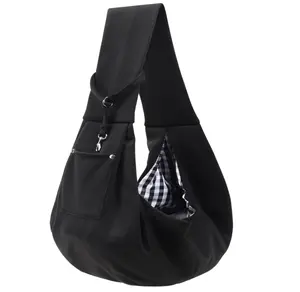 Dog Carrier Sling - Reversible Puppy Carrier Purse with Storage Pocket, Hand-Free Dog Sling Carrier for Carry Small Dogs and Cats, Travel Safety Harness, Dog and Cat Harness(Black)