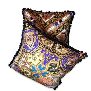Paisley Jeweltone Vintage Silk Scarf Pillows 26"