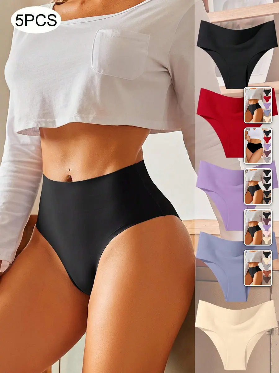 Seamless High Waist Briefs 5 Pack Wider Waistband Everyday Comfort