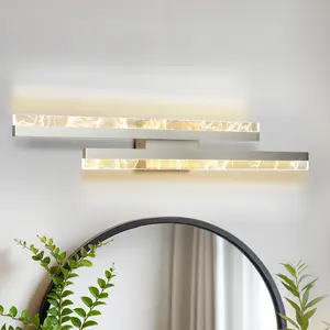 28in Modern LED Light Bathroom Vanity , 3-Color Dimmable Fixture with Remote Control,  Black/Gold/Nickel Options