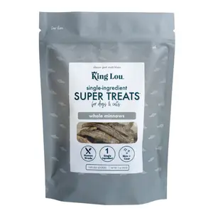 King Lou Whole Minnows - Freeze-Dried Raw Snack for Dogs and Cats single ingredient, 100% USA, Human Grade, Treats Pet Products Natural Food Pets Supplies
