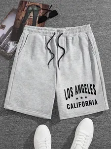 Men's Printed Shorts, Breathable Elastic Waist Drawstring, Fashion Casual Style, Side Pockets, Fitted Comfort Fit