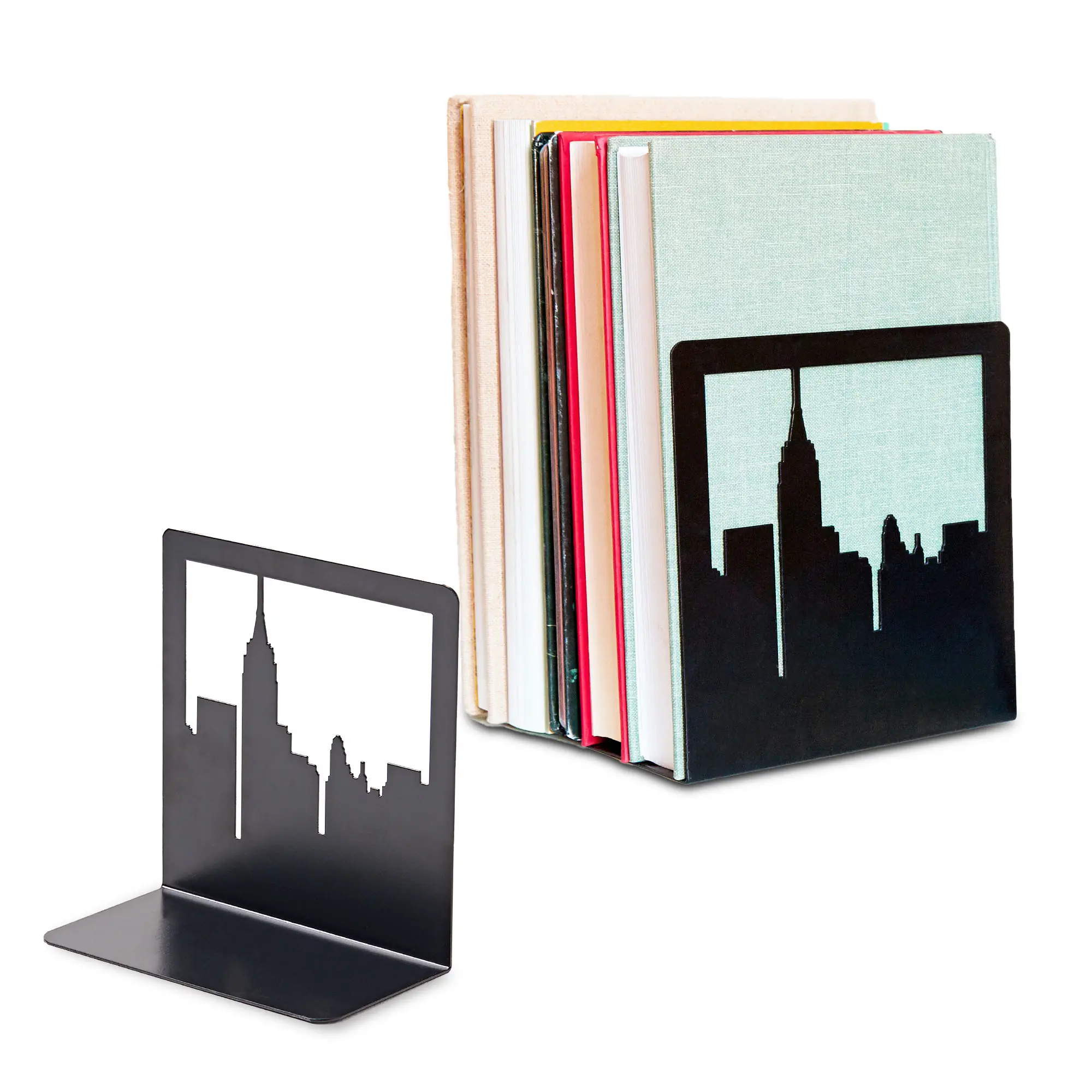 NYC Skyline Black Bookends by Geomod