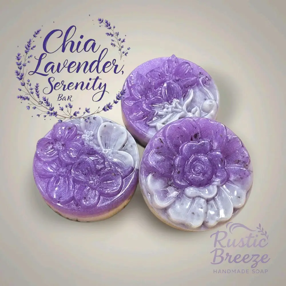 Chia Lavender Serenity Soap Set (2 Bars) – Goat Milk & Jojoba Botanical Soap with Chia Seeds gift