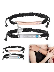 Adjustable Couple Bracelet Set, Heart Rate Bracelet Kit, Fashion Bracelet for Couples, Daily Clothing Decor, Trendy All-match & Exquisite Jewelry for Birthday Love Gift, Heart Charm Bracelet, Gift Ideas Valentine’s Day Gift