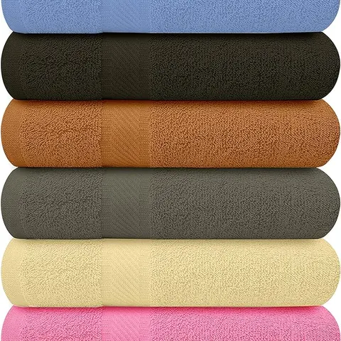 QUBALINENZ 100% Cotton Bath Towels – 27x54 inch, 6-Pack – Lightweight, Quick-Drying, Budget-Friendly Everyday Towels (Multi Color)