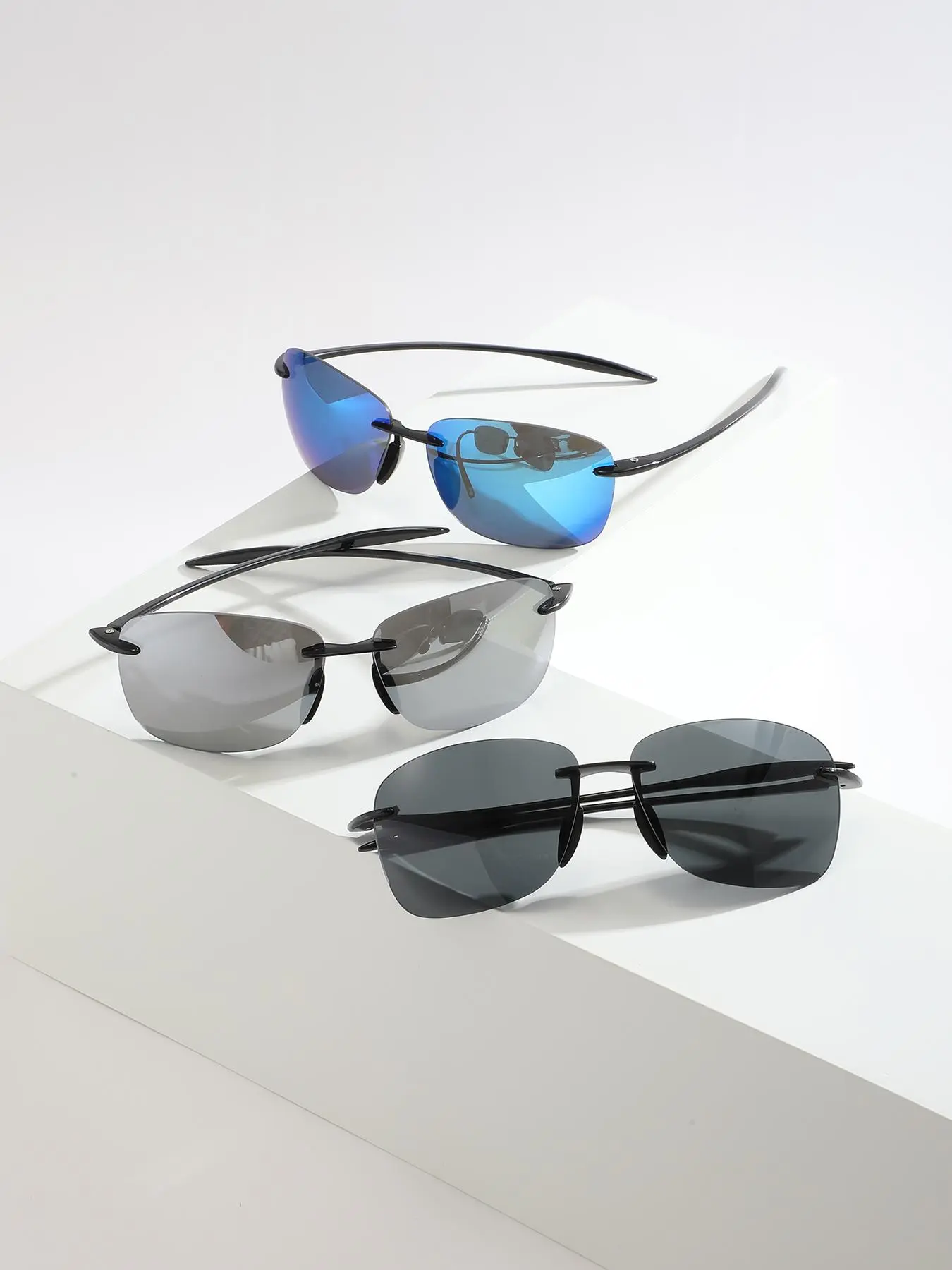 Men's Street Style Rimless Sunglasses, Trendy Casual Sunglasses for Everyday Use, Fashion Accessories for Outdoor Activities, Fall Outfits, Fall Freshness, Lightweight Durable Sunglasses, Trendy Shades