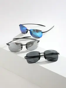 Men's Street Style Rimless Sunglasses, Trendy Casual Sunglasses for Everyday Use, Fashion Accessories for Outdoor Activities, Fall Outfits, Fall Freshness, Lightweight Durable Sunglasses