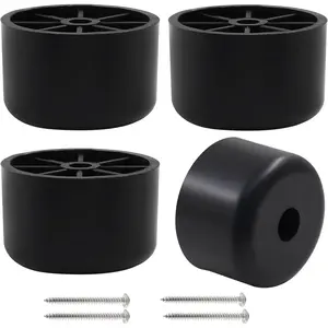 Set of 4 1 Inch Black Plastic Round Tapered Screw-in Furniture Legs, Replacement Feet for Sofa Couch Table Ottoman Furniture