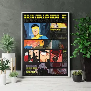 Invincible Comic Panel Collage Poster, Modern Superhero Graphic Wall Print, Collector Artwork for Fans