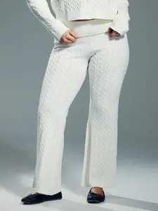 Cable Knit Fold Over Flare Pants