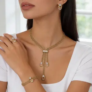 Minimal 4-Piece Jewelry Set – Necklace, Earrings, Ring & Bracelet