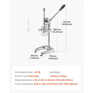 VEVOR Commercial French Fry Cutter, Stainless Steel Fried Potato Strips Squeezer, Long French Fries Maker with Pull-out Extruder, Manual Mashed Potato Squeezer Machine for Restaurants Home Kitchen