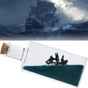 Unsinkable Boat  Pirate Ship in a Box Bottle Decorations, Ship Model Liquid Bottle Visual Decorations Ornament Desk Decor for Fans Gifts