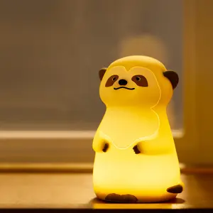Cute Meerkat LED Night Light, Rechargeable 3 Level Dimmable Silicone Night Lights，Funny Office Desk and Home Bedroom Lighting Decor ，Perfect Gift For Family and Friend，Birthday gift, Ambient Night Lights